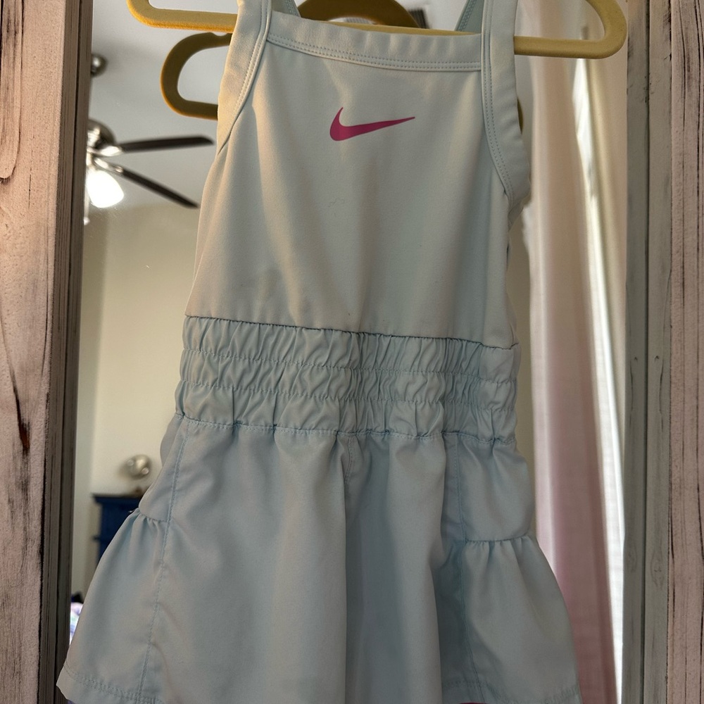 Nike Sky Blue Romper with Pink Swoosh